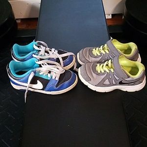 Two pair boys Nike sneakers